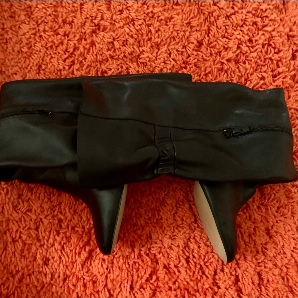 Leather knee high boots